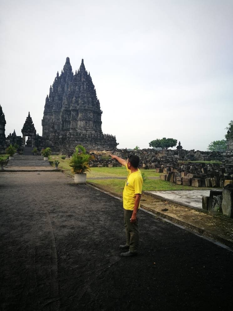Guiding Guests at Prambanan Temple, Yogyakarta